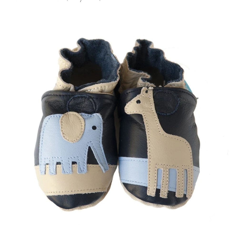 Cade & Co leather elephant giraffe baby shoes 0-6 mos small